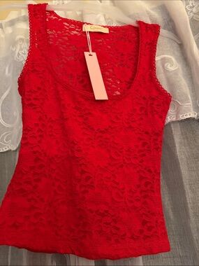 LACEY RED DRESSY TANK